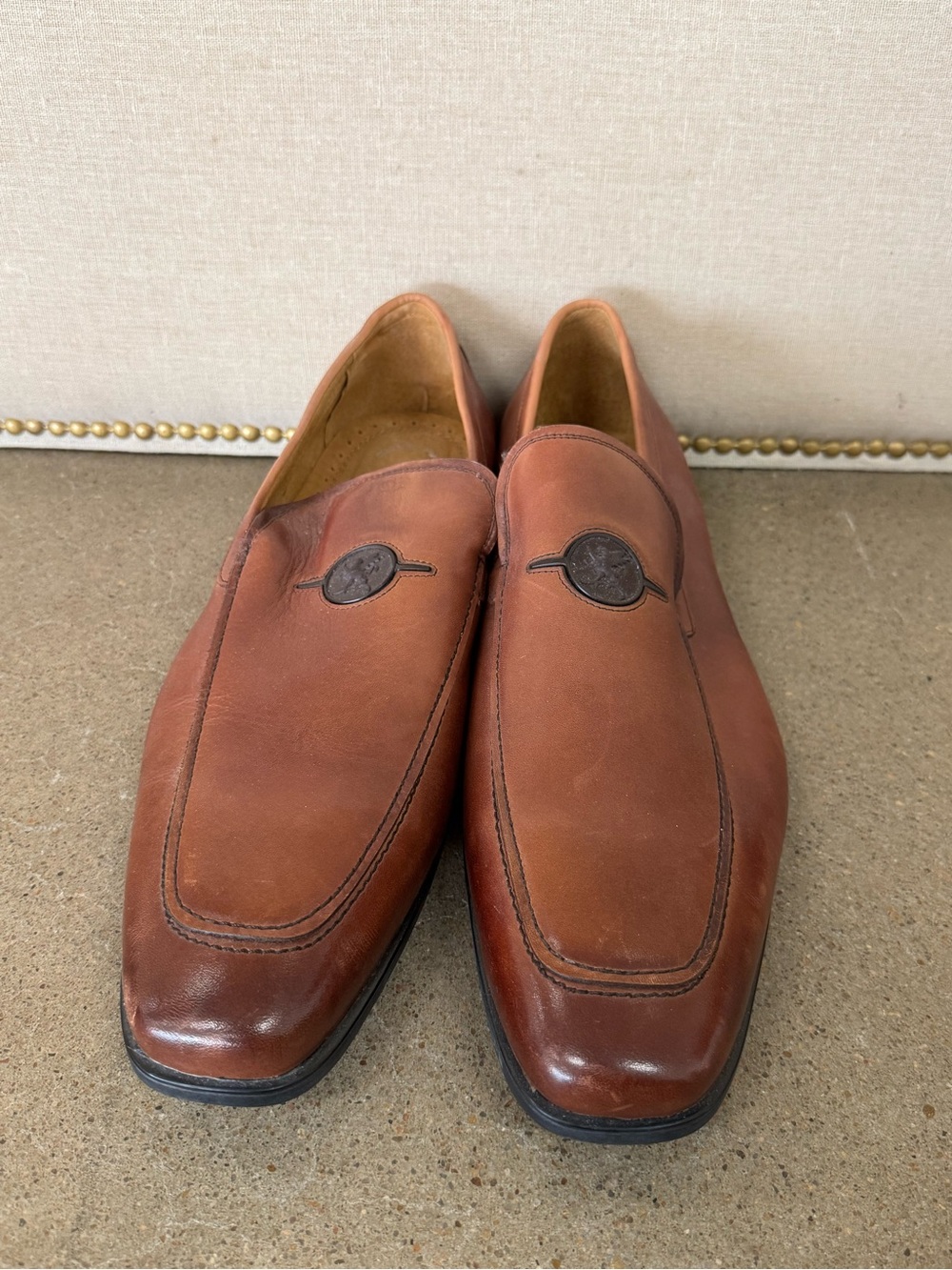 Stacy Adams Chestnut Brown Leather Slip-On Loafers